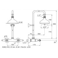 Душевой комплект Stella Italica Leve 3283/301/314A-90: смеситель штанга+верхний душ 90мм схема 4