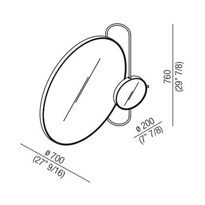 Зеркало Agape Revolving Moon подвесное 76x70x20 см овальное цвет: черное схема 2