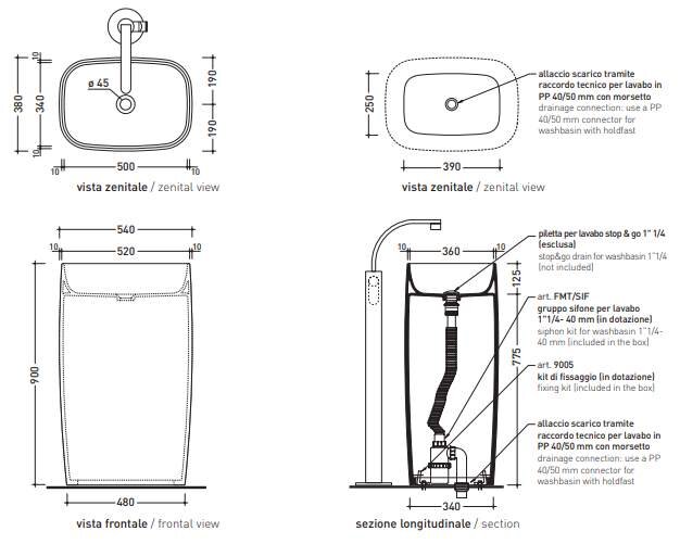 Напольная раковина Flaminia Monoflag Freestanding Basin 54х38 ФОТО