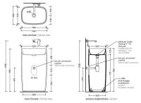 Напольная раковина Flaminia Monoflag Standing Basin To Wall 54х38 схема 3