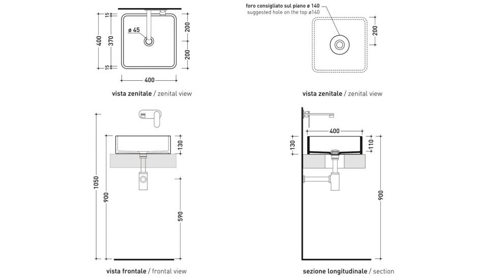 Накладная раковина Flaminia Miniwash 48 Countertop Basin 48х36 ФОТО