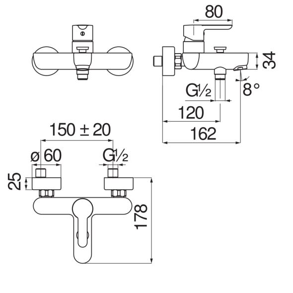 Смеситель для ванны Nobili ABC AB87110 схема 4