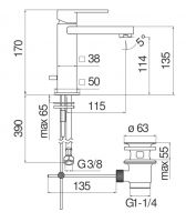 Смеситель для раковины Nobili Loop LP90118 схема 2