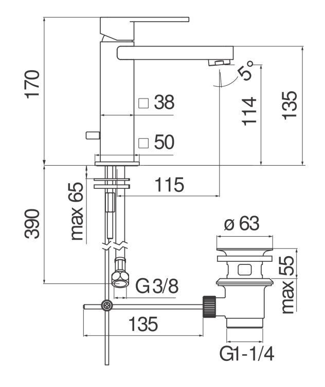 Смеситель для раковины Nobili Loop LP90118 схема 2