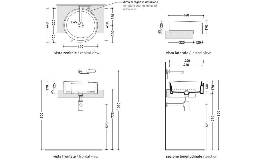 Накладная раковина Flaminia Roll 44 Semi-Inset Basin 44х44 ФОТО