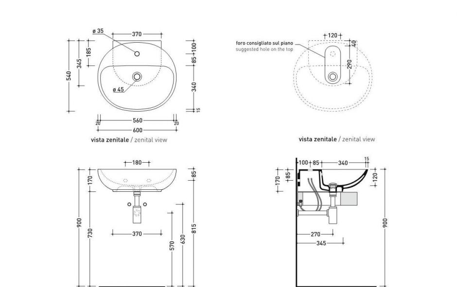 Накладная раковина Flaminia Nuda 60 Countertop - Wall Hung Basin 60х54 ФОТО