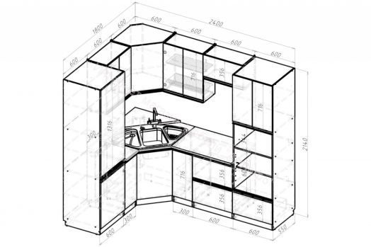Кухонный гарнитур Сюита оптима 1800х2400 мм