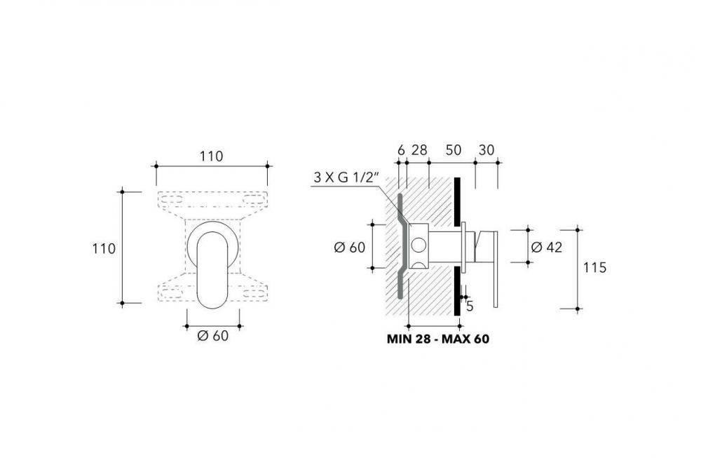 Смеситель Flaminia X1 Concealed Mixer схема 2