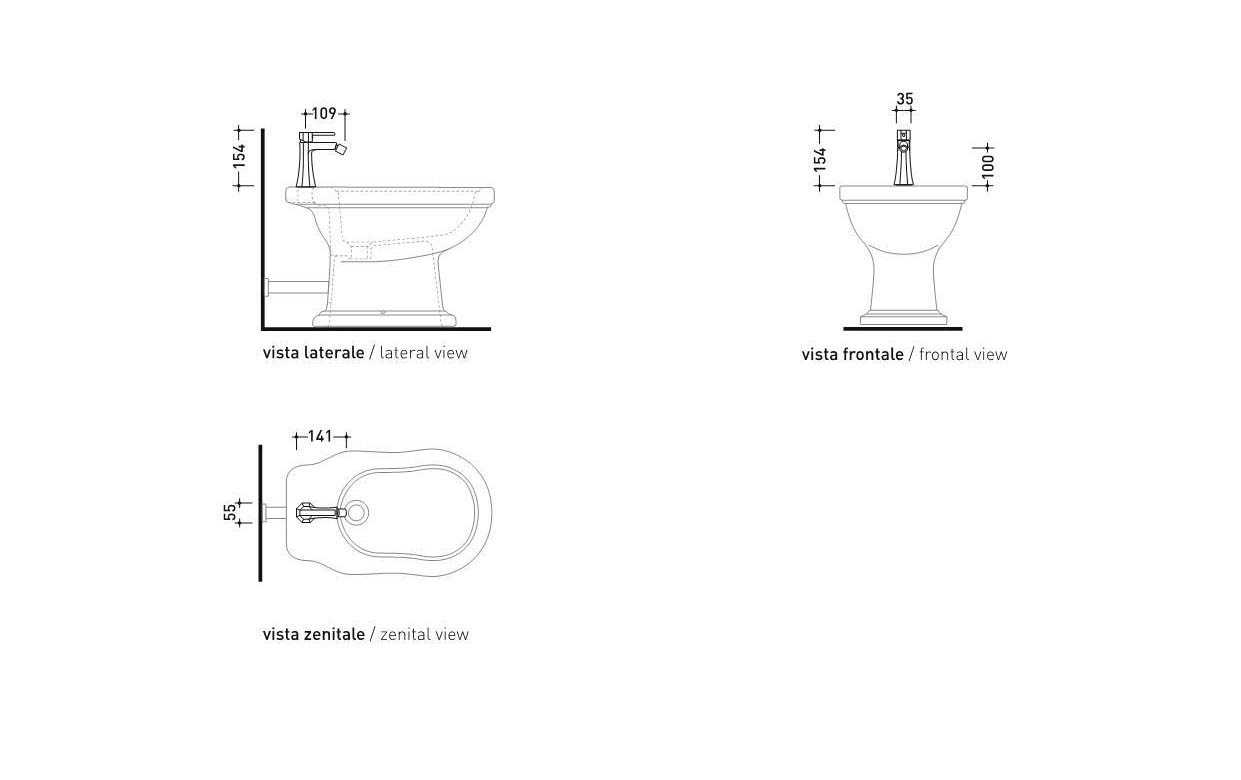 Смеситель Flaminia Evergreen Bidet Mixer Dual Controls схема 2