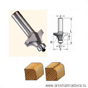 Фреза радиусная с нижним подшипником полуштап 31.8 x 16 x 54 x 8 R9.5 WPW RW10005