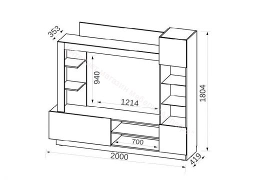 Гостиная "Челси" Дуб крафт серый/Дуб крафт белый