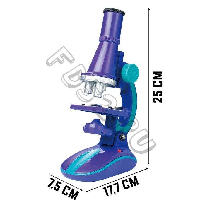 Микроскоп «Юный биолог», кратность увеличения 450х, 200х, 100х, с подсветкой