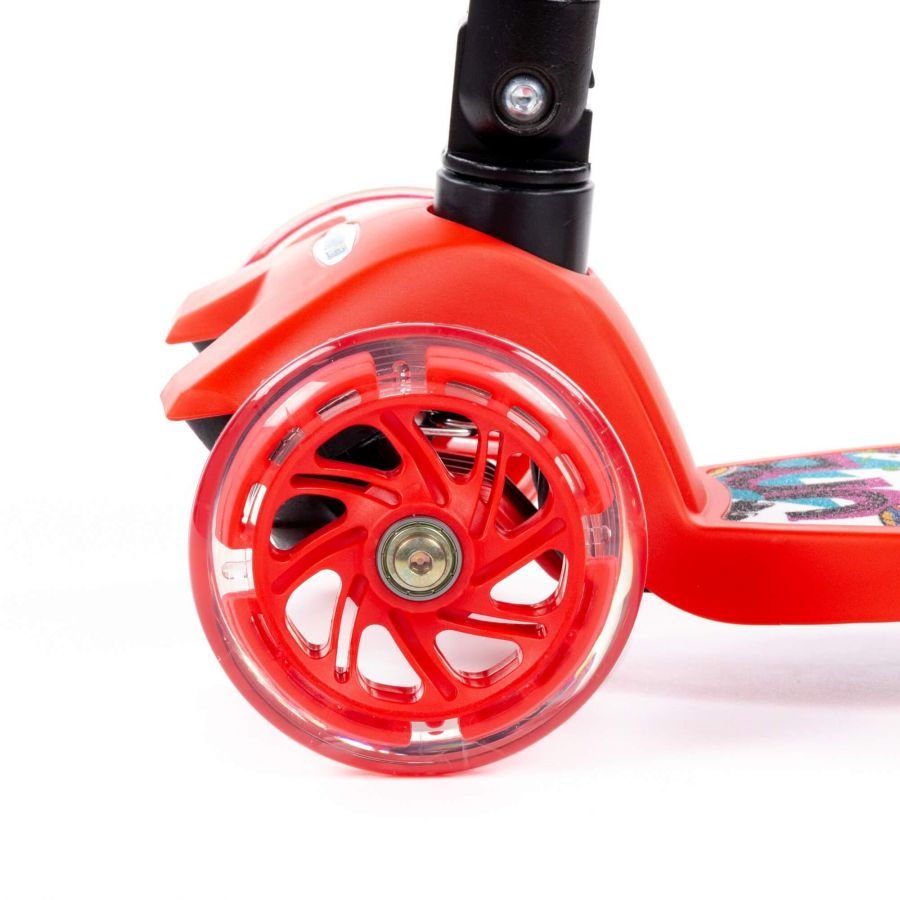 # 0072C Детский самокат (со складной ручкой) (с наклейкой V2) (красно-чёрный) (в коробке)