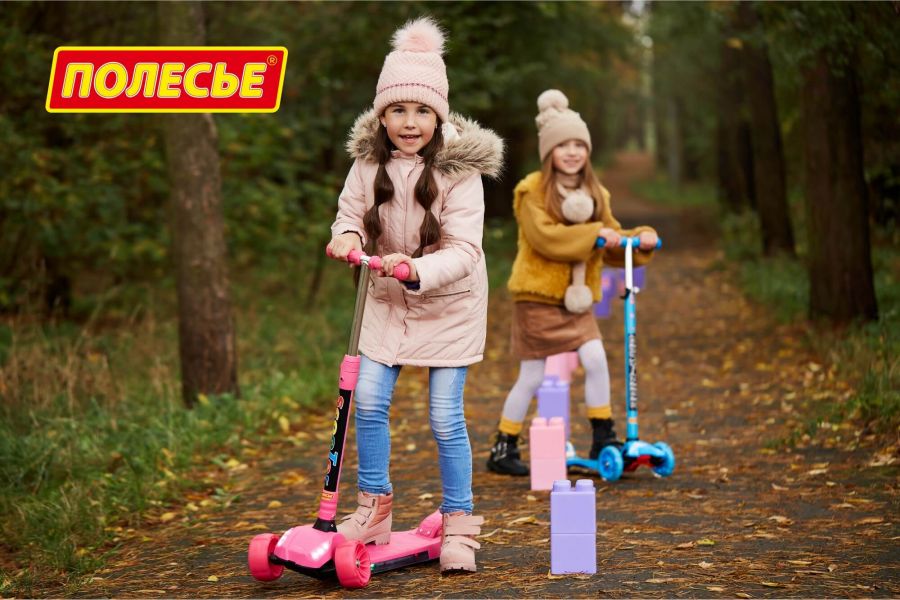 TJ-705L Детский самокат (со складной ручкой) (малиновый) (в коробке)