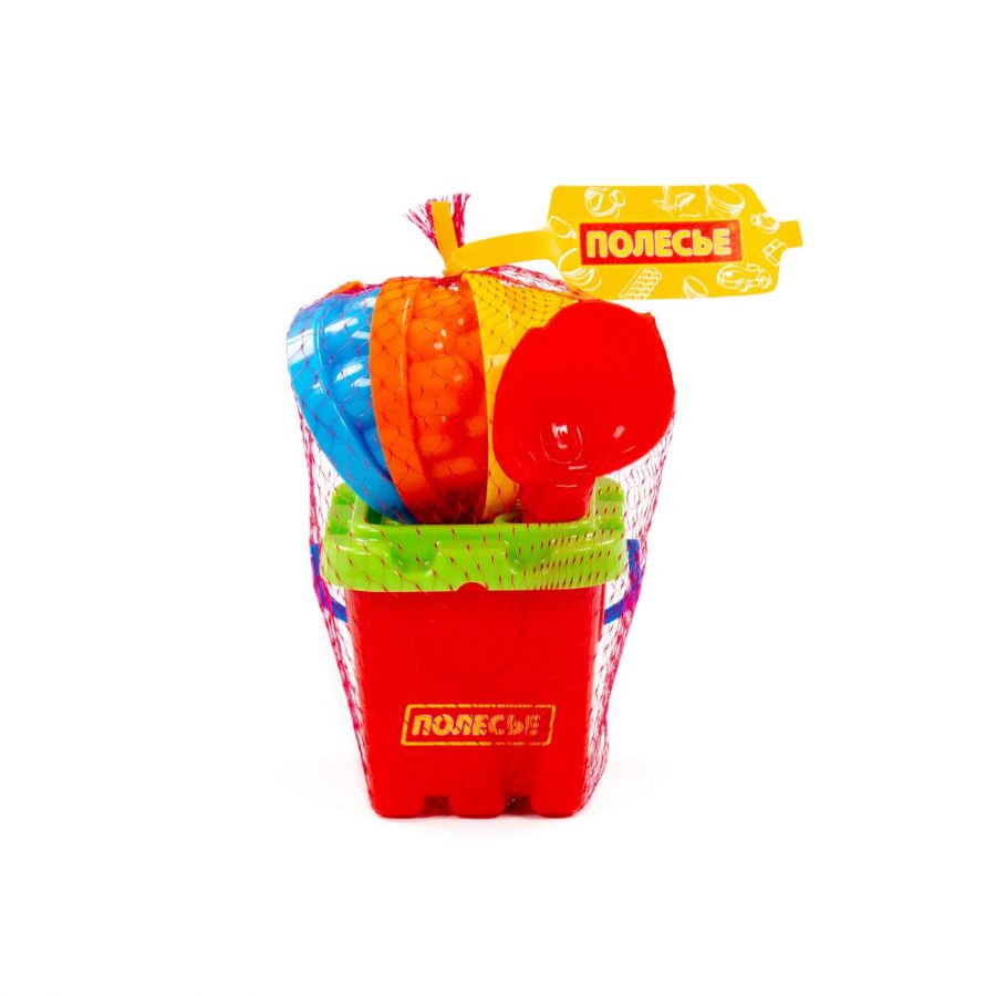 Набор №261: ведро-крепость малое, ситечко-крепость, совок №2, грабельки №2, 3 формочки