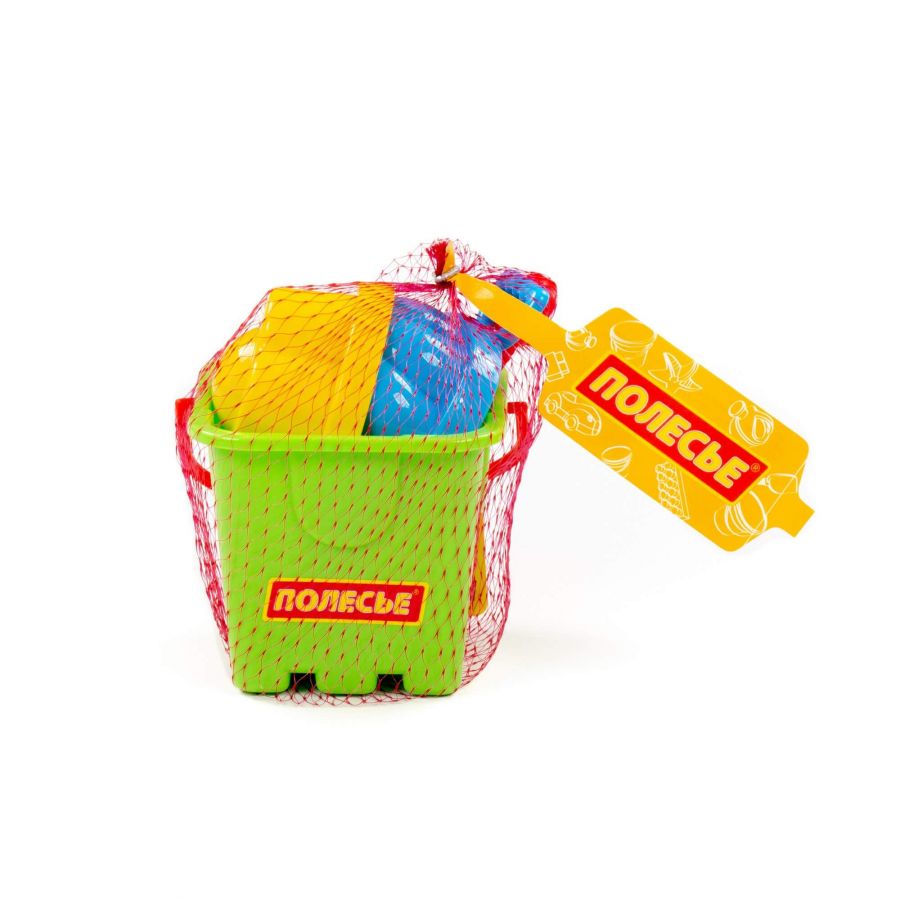 Набор №61: ведро-крепость малое, лопатка малая №3, грабельки малые №3, 2 формочки