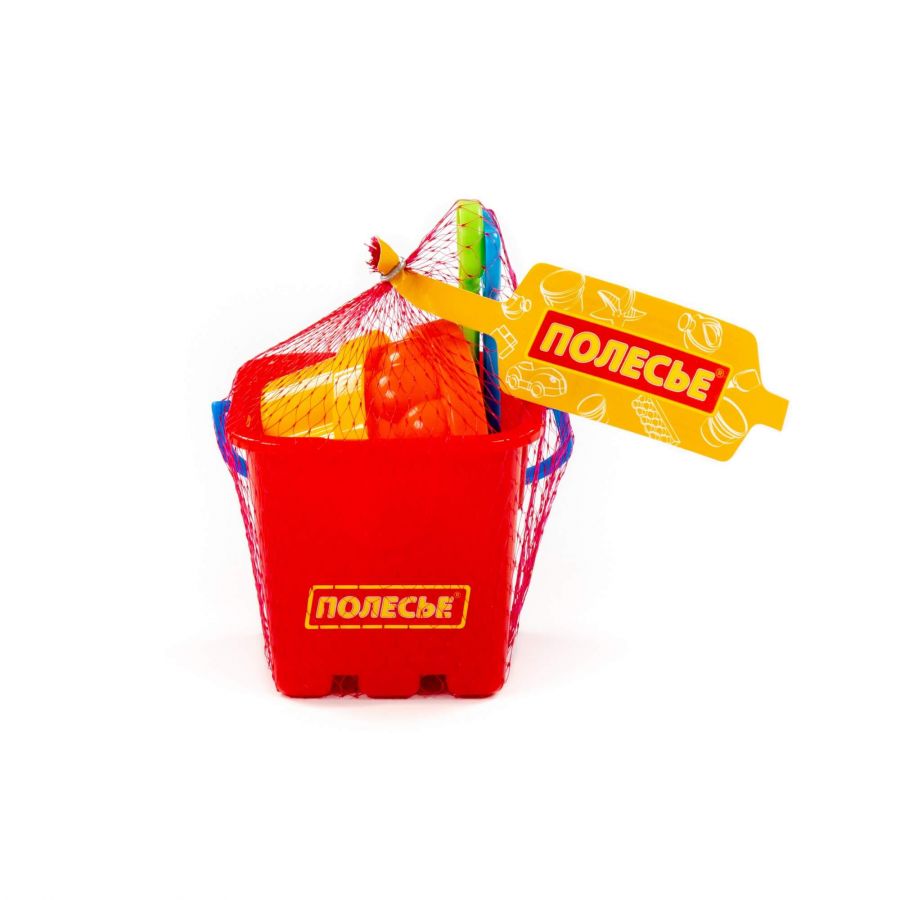 Набор №61: ведро-крепость малое, лопатка малая №3, грабельки малые №3, 2 формочки