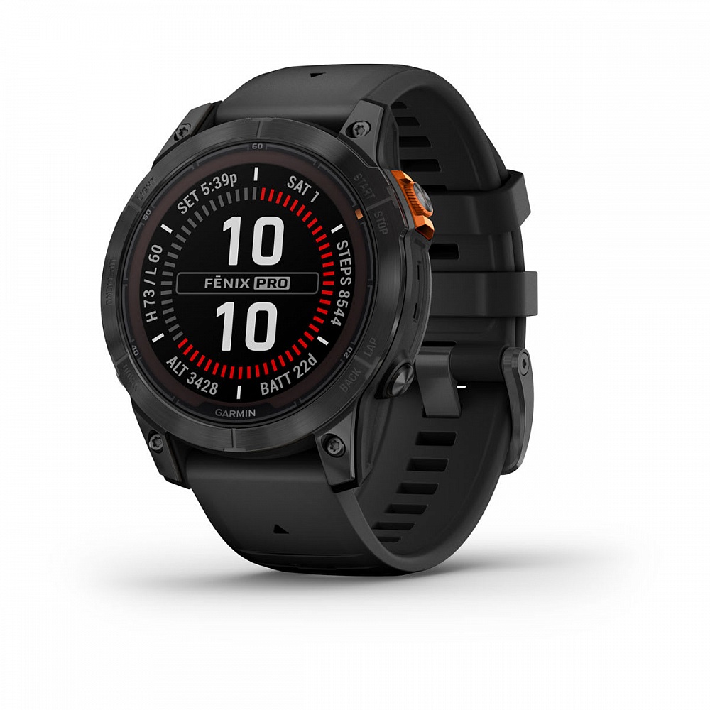 Умные часы Garmin fēnix 7 Pro Solar Edition серый с черным ремешком