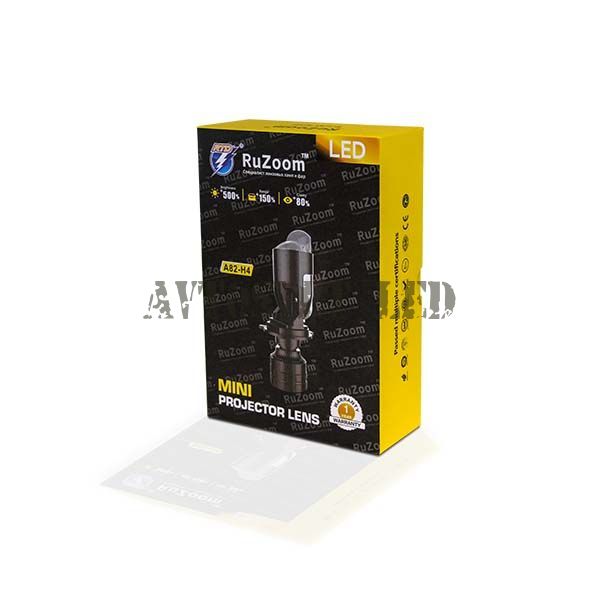Автомобильные лампы светодиодные A82-H4-12-24V RUZOOM линза с границей света