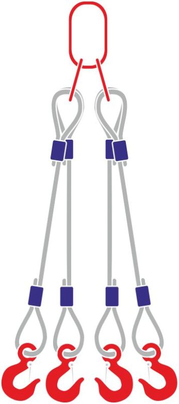 Строп канатный с 4 крюками 4Тх4,5М