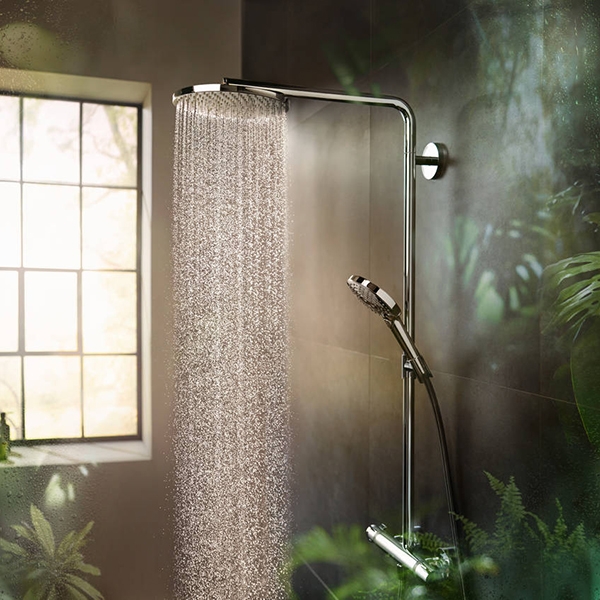 Душевая система Hansgrohe Raindance Select S 27633990 с термостатом полированное золото схема 4