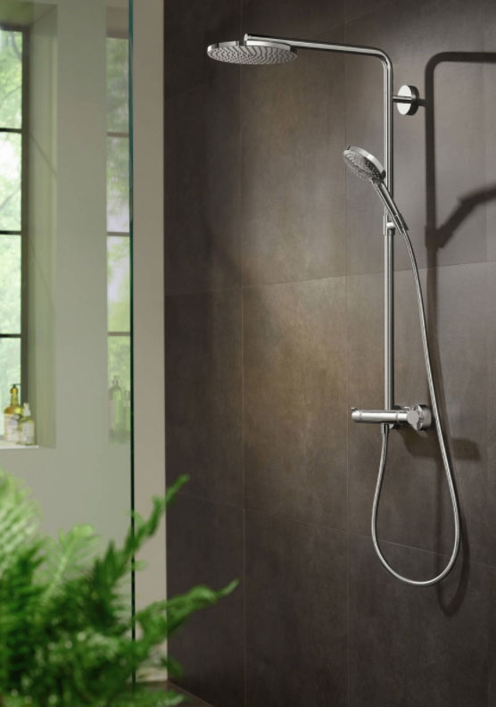 Душевая система Hansgrohe Raindance Select S Showerpipe 27633670 с термостатом черный матовый ФОТО