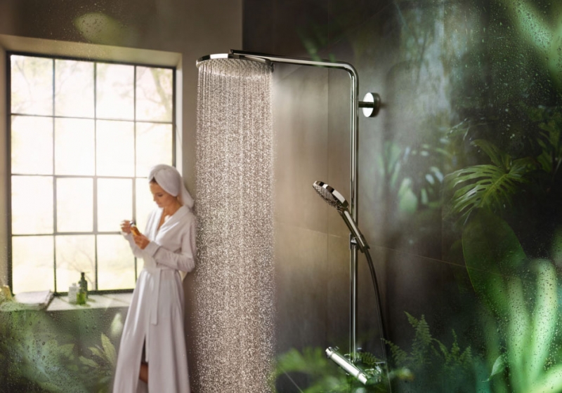 Душевая система Hansgrohe Raindance Select S Showerpipe 27633670 с термостатом черный матовый схема 8