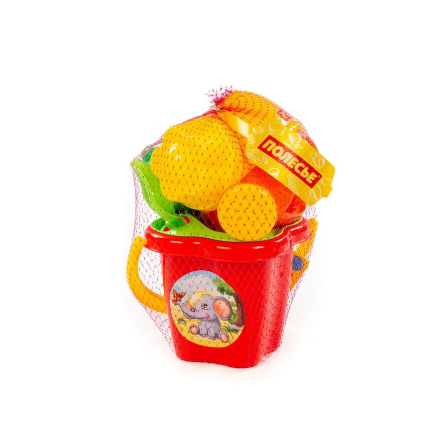 Набор №158: ведро-цветок среднее, ситечко-цветок, совок №2, грабельки №2, 2 формочки, лейка малая №4