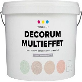Декоративное Покрытие Vincent Decorum Multieffet D2 18кг Фактурное для Внутренних Работ, Белый / Винсент Декорум Мультиэффект Д-2.*