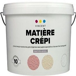 Декоративная Штукатурка Шуба Vincent Matiere Crepi S1 15кг Белая для Внутренних и Наружных Работ / Винсент Матиер Крепи С1.