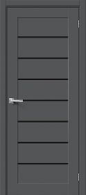 Межкомнатная Дверь ПЭТ Bravo Браво-22 Black Stormy Grey Silk 700x2000мм (Полотно+Коробка+5 Наличников) / Браво.