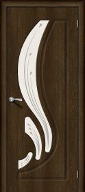 Межкомнатная Дверь Винил Bravo Лотос-2 Dark Barnwood / Art Glass 600x2000мм (Полотно+Коробка+5 Наличников) / Браво.