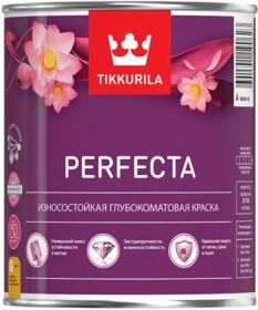 Краска для Стен и Потолков Tikkurila Perfecta 0.9л Белая, Износостойкая, Глубокоматовая / Тиккурила Перфекта.