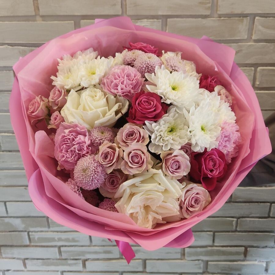 Букет розово белый