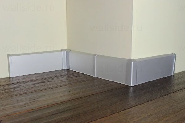 Плинтус Евротрим 2642 с кабель-каналом, 100 мм, серебро матовое