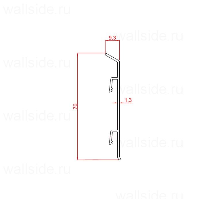 Плинтус Евротрим 2158 с кабель-каналом, 70 мм, серебро матовое