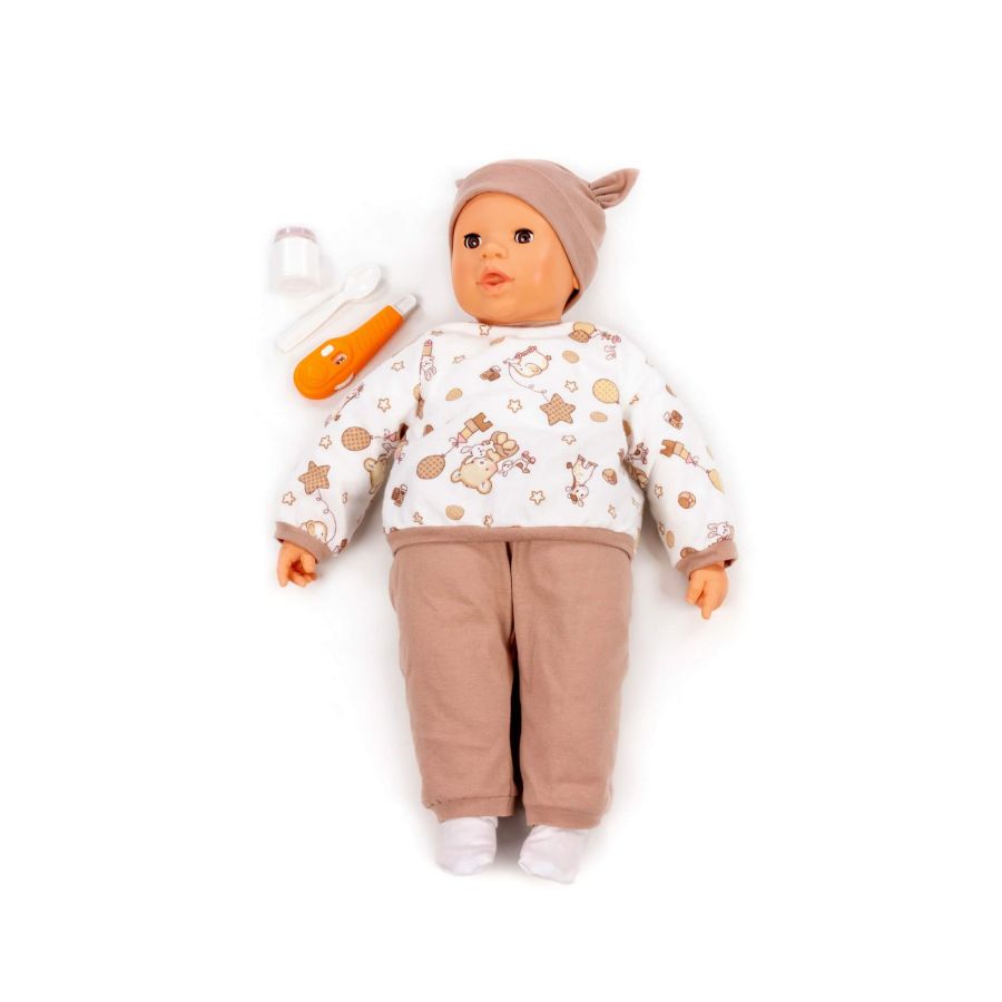 Пупс мягконабивной "Очаровательный" (52 см) + набор с аксессуарами (3 элемента) (в коробке)