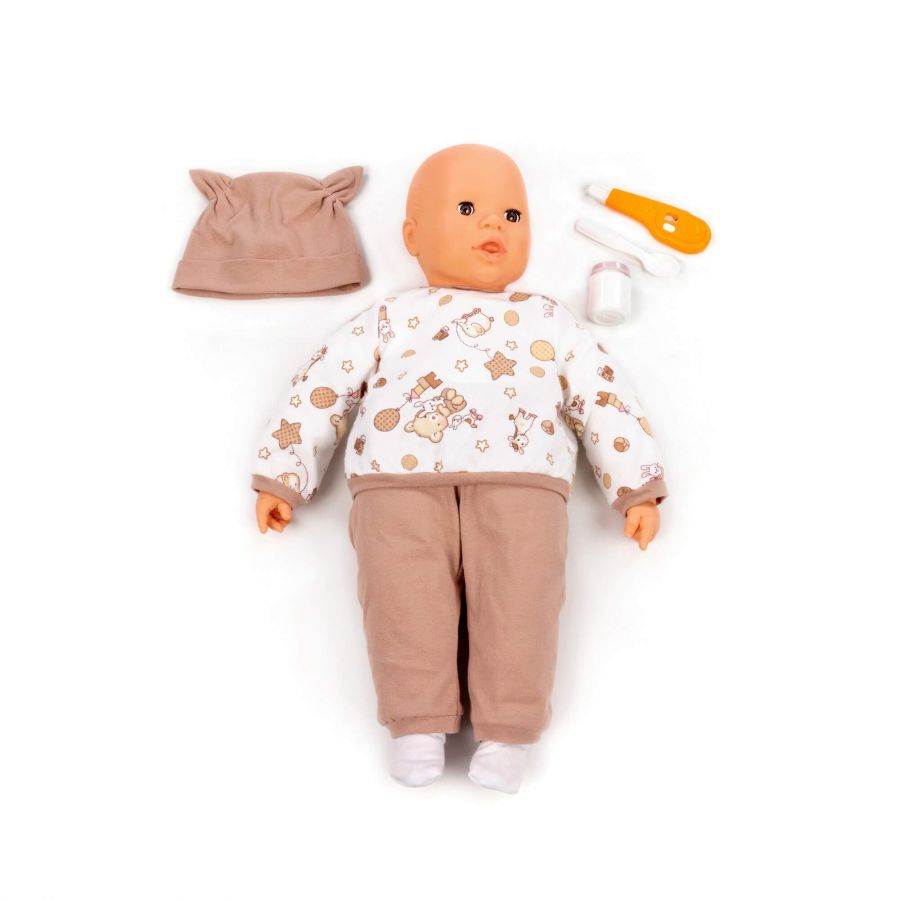Пупс мягконабивной "Очаровательный" (52 см) + набор с аксессуарами (3 элемента) (в коробке)