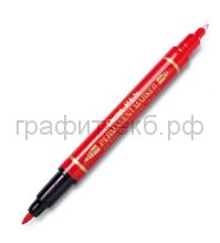 Маркер перм.0,3-0,6/0,8-1,2мм двухсторонний N75W-B красный Pentel