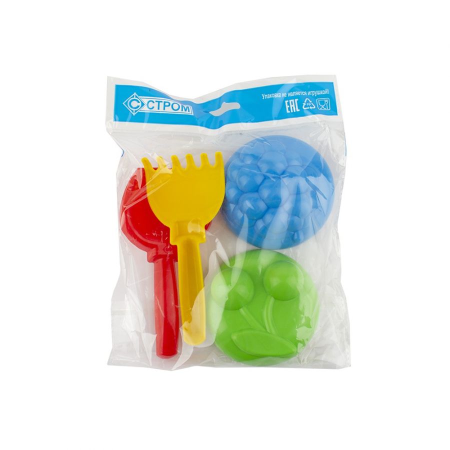 Песочный набор «По грибы и ягоды» (2 формочки, совок, грабли)