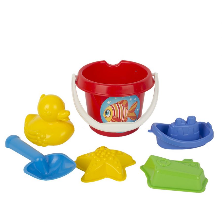 Песочный набор мультяшка «Морской круиз» (уточка, кораблик, 2 формочки для песка, совок, ведро)