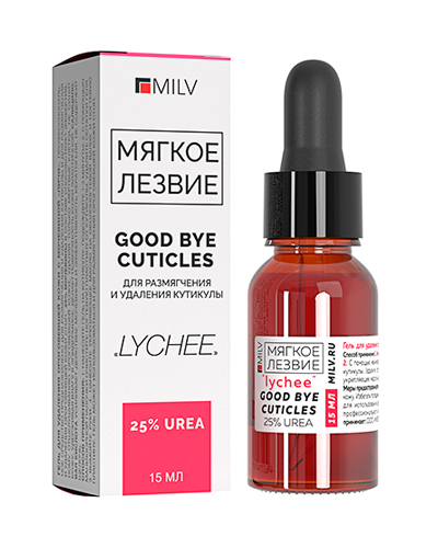 Средство для удаления кутикулы Milv  18827 с мочевиной "GOOD BYE CUTICLES" ЛИЧИ 15 мл