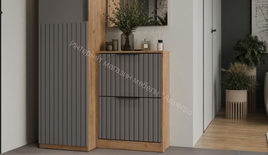 Тумба для обуви "Хилтон" Исп.2 -303.012.000 Дуб крафт золотой/Графит матовый