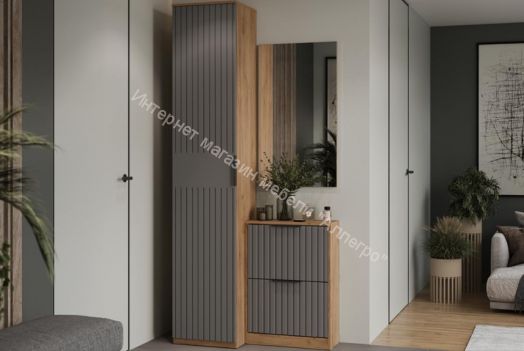 Тумба для обуви "Хилтон" Исп.2 -303.012.000 Дуб крафт золотой/Графит матовый