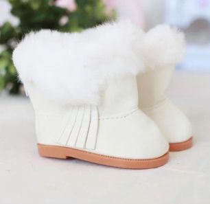Обувь для кукол сапожки угги с мехом 7 см. - цвет белый