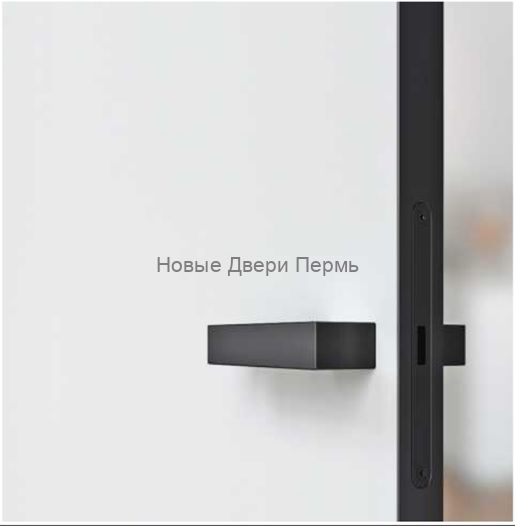 Дверь межкомнатная Fusion FN31 (полотно кромка ABS черная + врезка под замок + магнитный замок (цвет черный), цвет серебристый, эмалит (экошпон), глухая