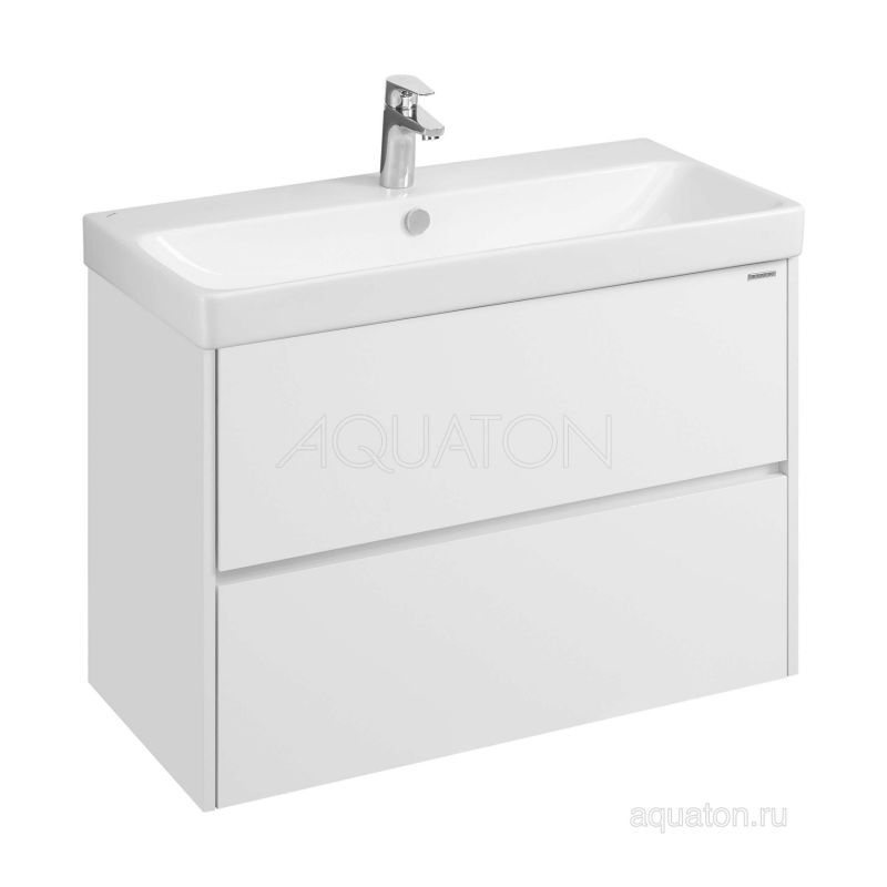 Тумба под раковину AQUATON Сканди 90 белый матовый, белый глянец 1A251901SD010