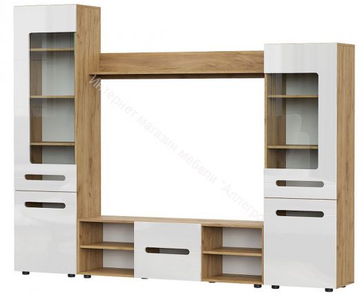 Гостиная МГС 6 исполнение 1 Дуб золотой/Белый глянец