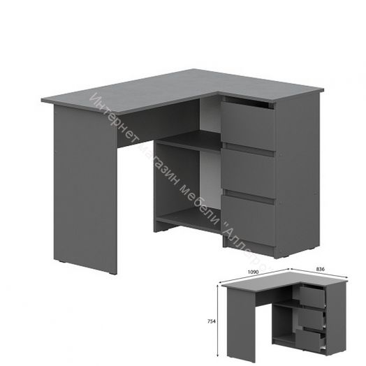 Стол угловой Денвер Графит серый