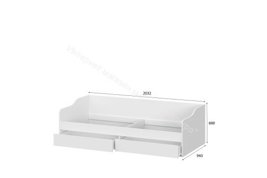 Кровать КР 2 (универсальная) Белый текстурный с настилом Лайт